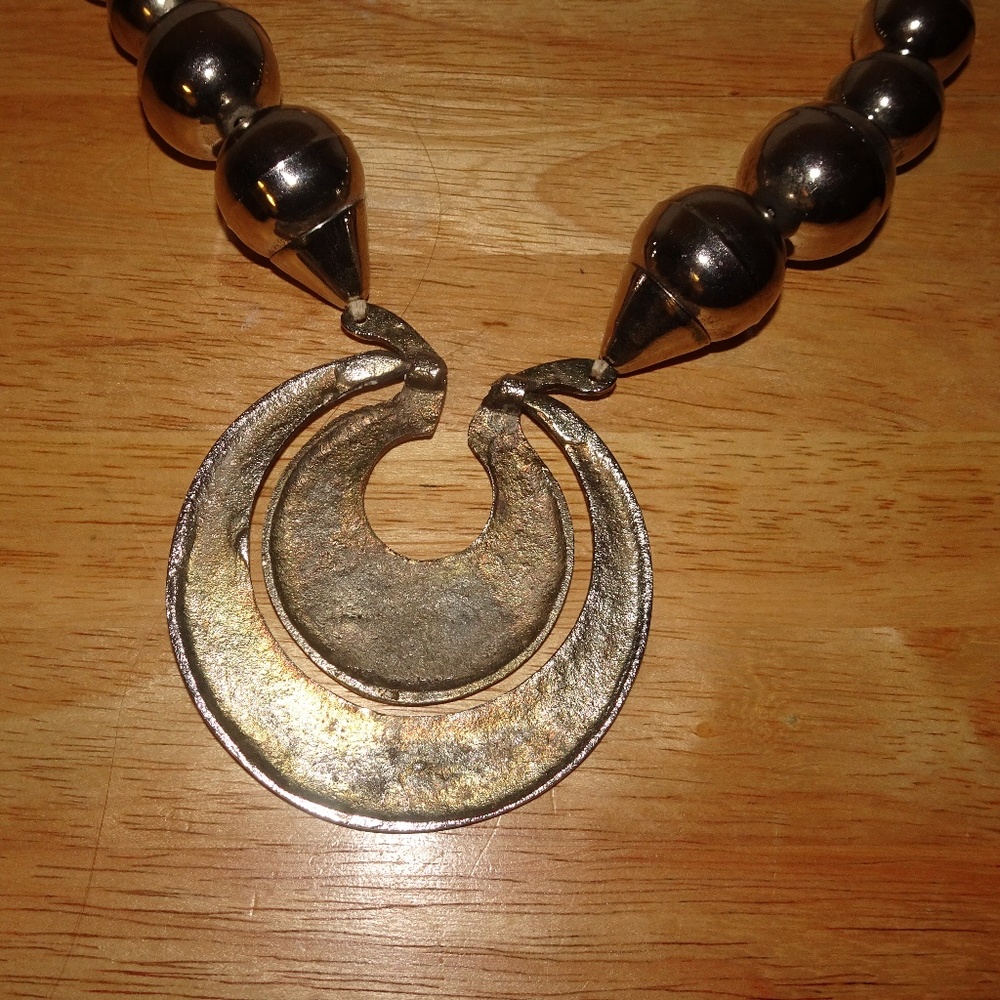 Large Statement Graduated Metal Beaded Necklace - image 4